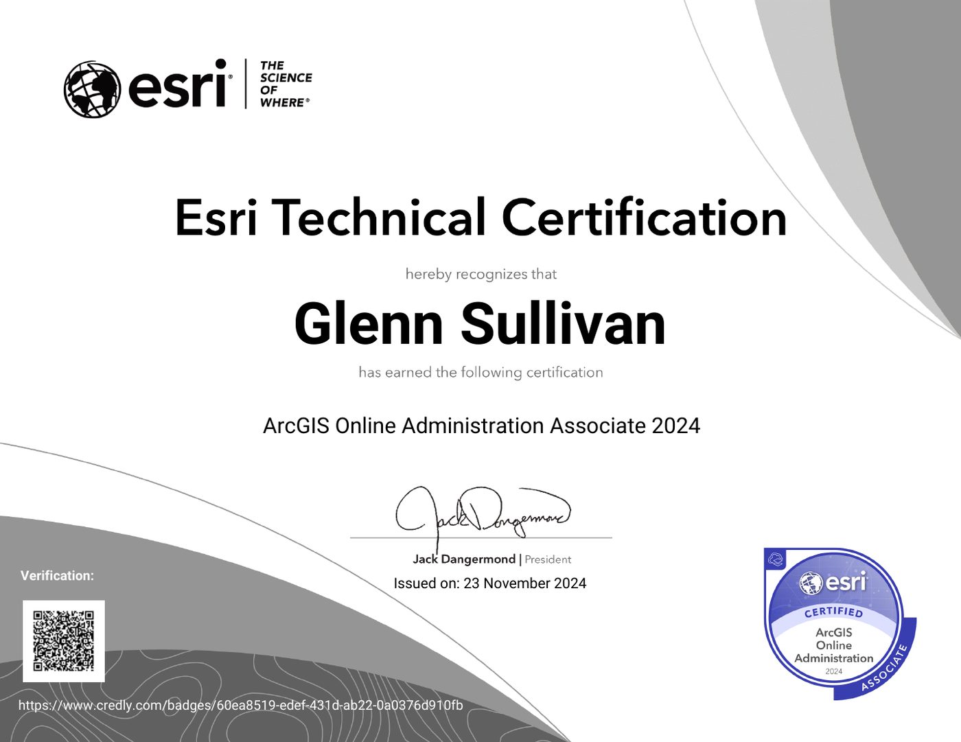 Esri technical certification: ArcGIS Online Administration Associate 2024