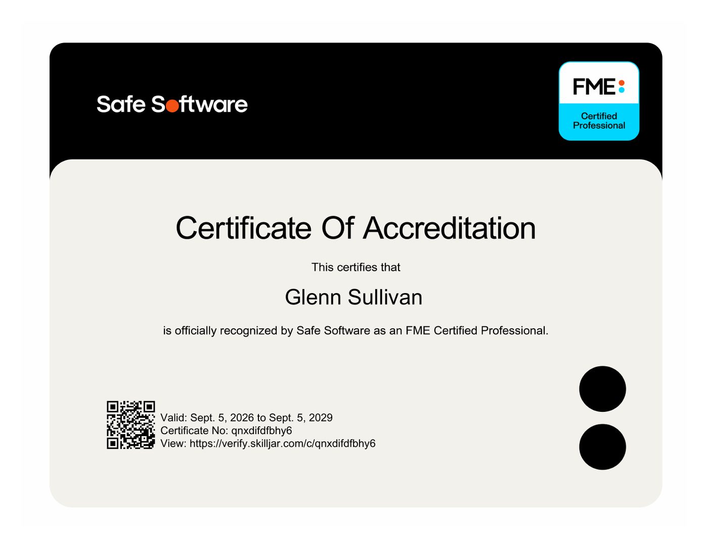 FME Certified Professional certificate of accreditation, Safe Software