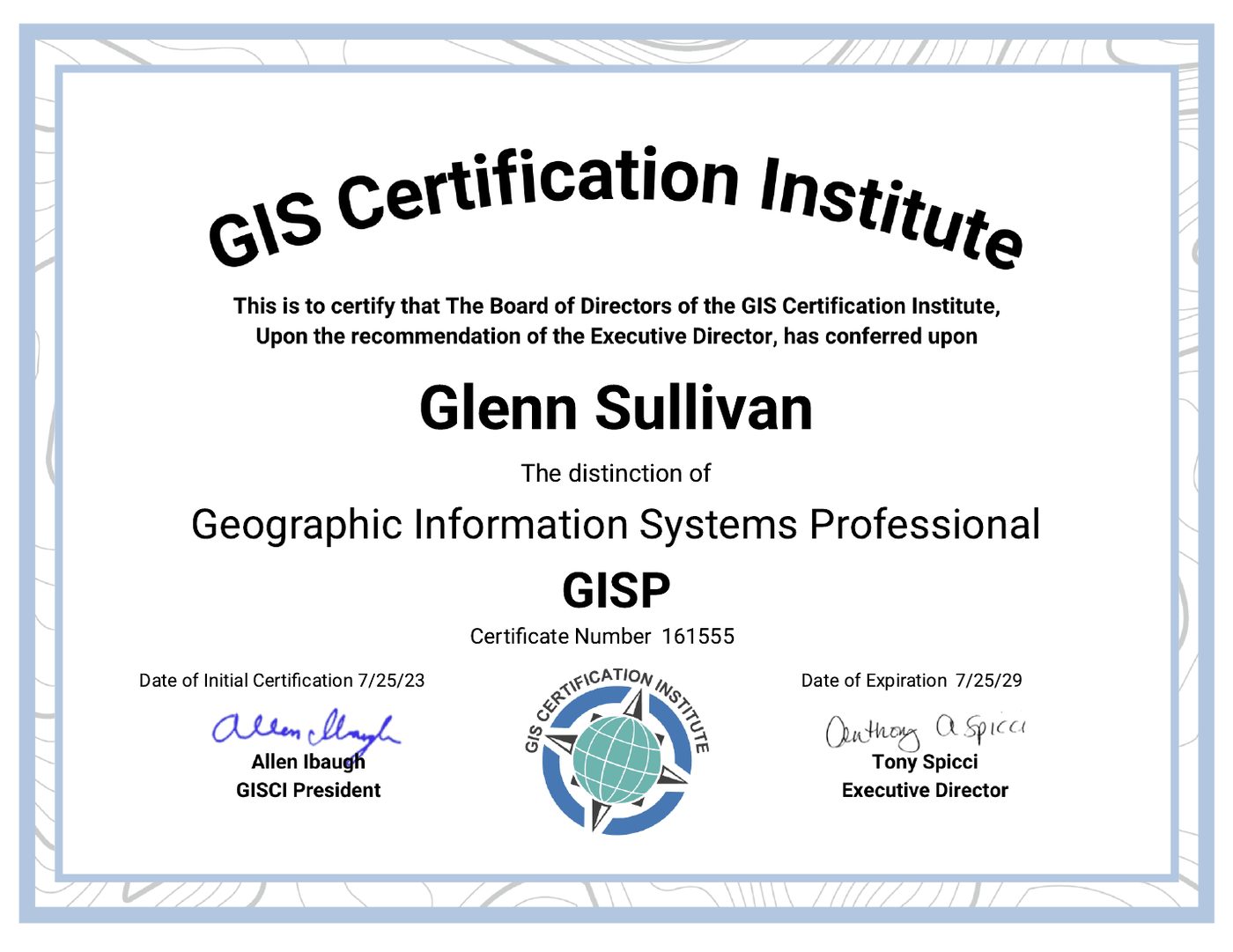 GISP certificate (2026 recertification), GIS Certification Institute