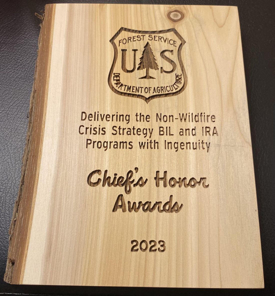 2023 Chief's Honor Awards wooden plaque