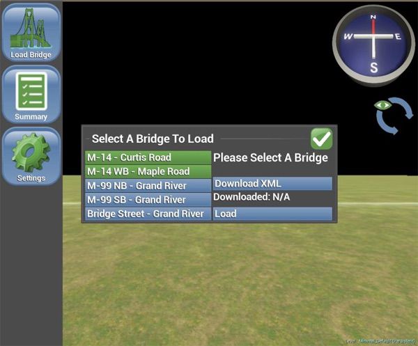 3DBridgE menu to select and load a bridge