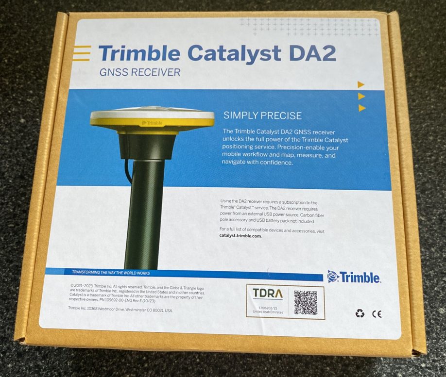 Trimble Catalyst DA2 GNSS receiver Glenn won at the 2025 Esri User Conference