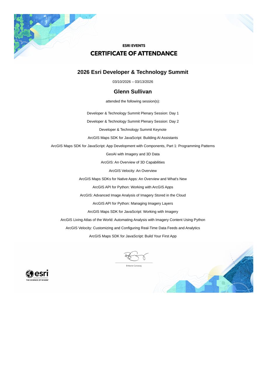 2026 Esri Developer & Technology Summit sessions attended