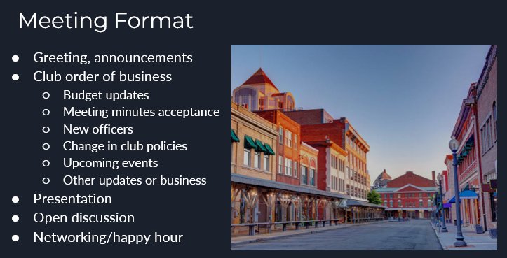 RVGA meeting format slide with downtown Roanoke